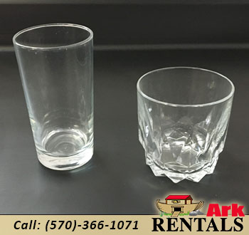 Glassware for rent.